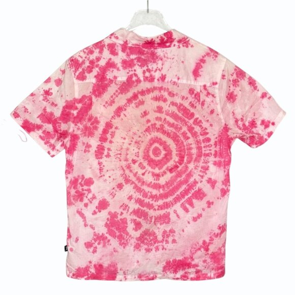 Stussy Mens Tie Dye Button Front Shirt Size L Allover Print Pink Streetwear - Picture 6 of 8